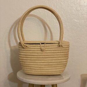 Chic Beige Woven Tote Bag